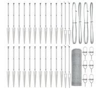 HETFTJN Lot de poteaux de clôture argentés - Longueur : 0,8 m - Hauteur : 25 mm - Maille en acier - Design moderne - Robuste et durable - Pour jardin, terrasse, cour, balcon et roue libre - Pour