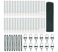 HETFTJN Lot de poteaux de clôture de jardin - 100 m x 0,6 m - Vert - En acier revêtu par pulvérisation - Design moderne avec mailles de 16 mm - Robuste - Résistant aux intempéries - Pour jardin