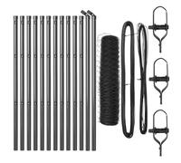 HETFTJN Lot de poteaux de clôture gris 25 m x 0,6 m en acier PVC robuste et moderne pour jardin, terrasse, balcon, comme brise-vue et clôture pour chien