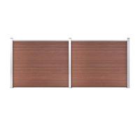 HETFTJN Lot d'éléments de clôture - 353 x 146 cm - Marron - Clôture de jardin en WPC - Avec brise-vue pour chiens et terrasse - Design moderne - Robuste et durable - Pour l'extérieur, le balcon et le