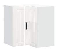 HETFTJN Lucca Armoire murale d'angle en matériau dérivé du bois avec cadre robuste pour une organisation généreuse des espaces de rangement - Blanc brillant - 57 x 57 x 60 cm