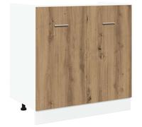 HETFTJN Lyon Meuble bas de cuisine, 80 x 46 x 81,5 cm, chêne artisanal, grand compartiment, moderne, avec 2 portes, peu encombrant, pour petites cuisines, salles à manger, couloir