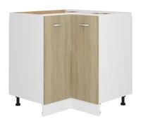 HETFTJN Lyon Meuble d'angle en chêne Sonoma 75,5 x 75,5 x 81,5 cm avec deux étagères, design moderne, peu encombrant, solution pour petites cuisines, pièces à vivre
