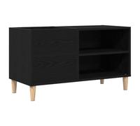 HETFTJN Meuble à Vinyles Chêne Noir 84,5 x 38 x 48 cm, Armoire de Rangement pour Disques 33 Tours en Bois d'Ingénierie, Buffet Bas de Salon avec Portes et Étagères