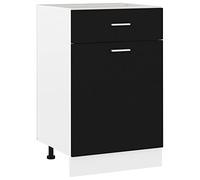 HETFTJN Meuble Bas de Cuisine avec Tiroir et Porte, Armoire de Rangement Lyon, Buffet Cuisine Modulable, Bois d'Ingénierie Durable, 50 x 46 x 81,5 cm, Noir