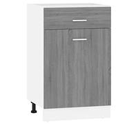 HETFTJN Meuble Bas de Cuisine Lyon, Armoire de Rangement avec Tiroir et Porte, Caisson de Cuisine Gris Sonoma, 50 x 46 x 81,5 cm, Bois d'Ingénierie Robuste