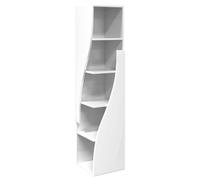 HETFTJN Meuble d'angle Blanc Brillant 32x32x140 cm - Étagère d'angle en Bois d'Ingénierie à 5 Niveaux, Colonne de Rangement Gain de Place pour Salon, Bureau et Entrée