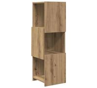 HETFTJN Meuble d'angle Chêne Artisanal 30,5x30x95 cm, Étagère Colonne en Bois d'Ingénierie avec 3 Compartiments pour Salon, Chambre et Entrée, Bibliothèque Gain de Place
