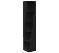 HETFTJN Meuble d'angle Noir Mat, Étagère d'angle avec 5 Niveaux en Bois d'Ingénierie, Colonne de Rangement Gain de Place pour Salon, Bureau et Entrée, 27,5 x 27 x 140 cm