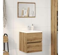 HETFTJN Meuble de lavabo en chêne artisan 41 x 38,5 x 45 cm - Petite armoire de salle de bain pour montage mural peu encombrant dans le couloir ou les toilettes d'invités