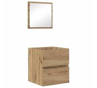 HETFTJN Meuble de lavabo en chêne artisanal, 41 x 38,5 x 45 cm, matériau dérivé du bois, avec miroir plat et tiroir, design moderne, pour petites salles de bains, invités, WC