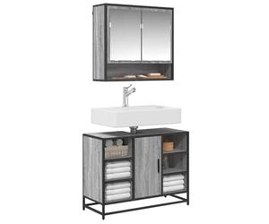 HETFTJN Meuble de salle de bain rétro avec espace de rangement, plaque de montage pour lavabo, design moderne, pour petite salle de bain et WC d'invités - Gris Sonoma - 80 x 33 x 60 cm - En bois et