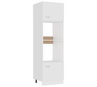 HETFTJN Meuble Micro-Ondes Lyon, Armoire de Rangement Cuisine avec 4 Étagères et Portes, Colonne de Cuisine Design Moderne en Bois d'Ingénierie, Blanc, 60 x 57 x 207 cm