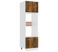 HETFTJN Meuble Micro-Ondes Lyon en Bois d'Ingénierie, Armoire de Cuisine avec 4 Étagères de Rangement, Design Colonne Moderne, Chêne Fumé, 60 x 57 x 207 cm