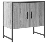 HETFTJN Meuble sous Lavabo de Salle de Bain Armoire Vasque avec Découpe Siphon Meuble Bas Autoportant Rangement en Bois d'Ingénierie et Acier Gris Sonoma 60 x 33 x 60 cm