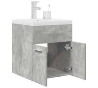 HETFTJN Meuble sous-lavabo, gris béton, 41 x 38,5 x 46 cm, avec bac encastrable et robinet en bois dérivé du bois, céramique, design moderne, pour salle de bain, toilettes d'invités, petite salle de