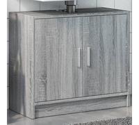 HETFTJN Meuble sous-vasque, gris, sonoma 63 x 29 x 55 cm, en matériau dérivé du bois, avec 2 portes et capacité de charge de 60 kg, moderne, pour petite salle de bain, invités, WC