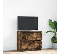 HETFTJN Meuble TV, 60 x 35 x 54 cm, en bois de chêne fumé, avec 2 tiroirs, miracle de rangement moderne, pour salon et chambre à coucher