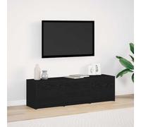 HETFTJN Meuble TV avec LED chêne noir - 140 x 34 x 40 cm - Meuble bas moderne avec changement de couleur et port USB - Robuste et durable - Pour salon et chambre à coucher