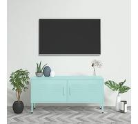 HETFTJN Meuble TV bas - 105 x 35 x 50 cm - En acier - Design moderne - Robuste et réglable en hauteur - Avec guide-câbles - Pour salon, couloir, chambre à coucher