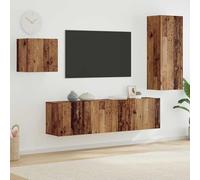 HETFTJN Meuble TV bas en bois vieilli 40,5 x 30 x 102 cm - Montage mural - En matériau dérivé du bois - Buffet moderne avec 7 portes et 3 étagères - Robuste - Pour salon, bureau, couloir