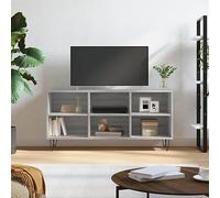 HETFTJN Meuble TV bas gris sonoma 103,5 x 30 x 50 cm en matériau dérivé du bois avec pieds en fer, buffet moderne avec 6 compartiments, commode TV stable pour salon et chambre à coucher