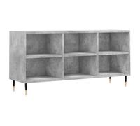 HETFTJN Meuble TV Gris Béton 103,5x30x50 cm, Buffet Bas en Bois d'Ingénierie avec 6 Compartiments et Pieds en Fer, Meuble de Salon et Chambre Style Industriel Moderne