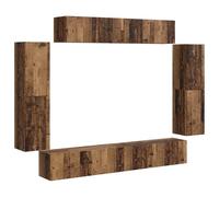 HETFTJN Meuble TV Mural Suspendu, Ensemble de Meubles de Salon 8 Pièces avec Placards à Portes, Design Modulaire pour Rangement du Séjour, Style Contemporain, Bois Ancien