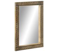 HETFTJN Miroir de salle de bain, 50 x 70 cm, noir, en bois massif de mangue et verre, avec image miroir claire, montage mural, horizontal ou vertical, moderne, pour petites salles de bains, toilettes