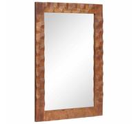 HETFTJN Miroir de Salle de Bain Rectangulaire en Bois de Manguier Massif, Cadre Mural Décoratif avec Finition Acacia Brun pour Entrée, Toilette et Salon, 50 x 70 x 2,5 cm