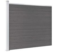 HETFTJN Panneau de Clôture en WPC 175x146 cm Gris - Brise-vue de Jardin Composite avec Poteau en Acier et Profilé en Aluminium pour Sécurité Résidentielle et Intimité Extérieure