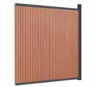 HETFTJN Panneau de clôture marron 173x186 cm en WPC composite bois-plastique, barrière de jardin robuste avec poteau en aluminium pour intimité et sécurité