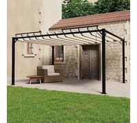 HETFTJN Pergola 3 x 4 m avec structure en aluminium crème et toit à lamelles réglable en tissu imperméable design moderne pour jardin, terrasse, balcon et événement