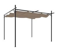 HETFTJN Pergola de Jardin avec Toit Rétractable 295x292x230 cm Tonnelle en Métal Aluminium et Acier Pavillon d'Extérieur pour Terrasse Jardin Fêtes et Repas Couleur Taupe