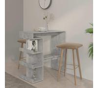 HETFTJN Petite table à manger, gris béton, 100 x 50 x 101,5 cm, en matériau dérivé du bois, avec 3 étagères et repose-pieds - Compact - Pour cuisine, salle à manger, balcon