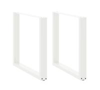 HETFTJN Pieds de Table à Manger en U 2 Pièces Blanc 90 x 72-73 cm, Piètement en Acier Thermolaqué Robuste pour Table de Cuisine et Bureau avec Niveleurs Réglables et Vis