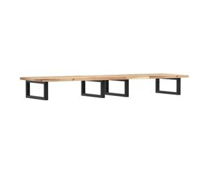 HETFTJN Plan Vasque Suspendu 140x40 cm Bois d'Acacia Massif et Acier, Étagère Murale de Lavabo Industrielle Salle de Bain, Support Comptoir avec 4 Consoles Métal Noir
