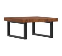 HETFTJN Plateau de lavabo 50 x 50 cm en chêne massif marron foncé avec supports en acier noir - Charge maximale : 100 kg - Design moderne et peu encombrant - Pour petites salles de bains et toilettes