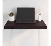 HETFTJN Plateau de table en chêne massif 60 x 50 x 2-4 cm avec bord d'arbre marron foncé huilé comme plan de travail de cuisine, bureau ou table de bistrot, extérieur, balcon, pour la maison, le