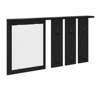 HETFTJN Porte-Manteau Mural avec Étagère et Miroir en Chêne Noir, Vestiaire d'Entrée Moderne 85 x 10 x 45 cm, Support Mural avec Crochets en Métal pour Manteaux Sacs et Accessoires de Maison