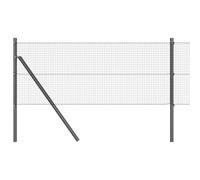HETFTJN Poteau de Clôture Gris en Acier et PVC - Système de Délimitation pour Jardin et Extérieur - 52 Pièces - Finition Revêtement en Poudre - Robuste et Stable