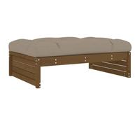 HETFTJN Repose-Pied de Jardin en Bois de Pin Massif Marron Miel 120x84 cm, Pouf d'Extérieur Modulaire avec Coussin Taupe, Palette de Salon pour Terrasse, Patio et Balcon