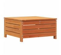 HETFTJN Repose-Pied de Jardin en Bois de Pin Massif, Pouf d'Extérieur avec Coussin Taupe, Table Basse de Terrasse Modulaire et Rangement, Cire Marron, 62x63,5x32 cm