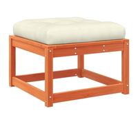 HETFTJN Repose-Pied de Jardin en Bois Massif de Pin avec Coussin Blanc Crème, Pouf Extérieur Modulaire et Table Basse Basse pour Terrasse, Patio et Balcon, Cire Marron 83x73x78 cm