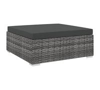 HETFTJN Repose-Pied Sectionnel de Jardin en Résine Tressée avec Coussin, Pouf Modulaire pour Canapé Extérieur, Tabouret de Terrasse et Balcon, Gris Foncé, 70 x 70 x 26 cm