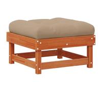 HETFTJN Repose-Pieds de Jardin en Pin Massif Brun Ciré, Pouf Extérieur Modulable avec Coussin Taupe pour Terrasse et Balcon, Élément Canapé de Salon Bas, 61 x 60,5 x 30 cm