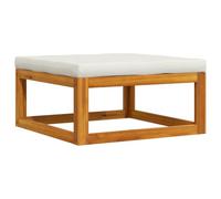 HETFTJN Repose-pieds en bois d'acacia - 68 x 68 x 29 cm - Blanc crème - Coussin en bois massif huilé - Design robuste pour balcon, terrasse, salon de jardin
