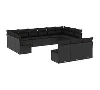 HETFTJN Salon de Jardin 13 Pièces Noir, Canapé de Jardin Modulaire en Résine Tressée avec Sièges d'angle et Centraux, Coffres de Rangement et Coussins Lavables pour Terrasse