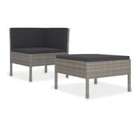 HETFTJN Salon de Jardin 2 Pièces en Résine Tressée Gris, Ensemble Canapé d'angle et Repose-Pied Modulable avec Coussins Anthracite, Mobilier de Terrasse et Balcon Extérieur