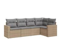 HETFTJN Salon de jardin 5 pièces en polyrotin beige 62 x 62 x 69 cm avec espace de rangement et sacs imperméables, meubles de balcon, canapé de jardin, pour terrasse, jardin et cour